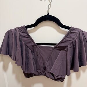 Elegant Ruffled Mauve Contemporary Top